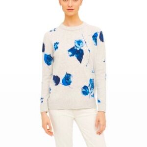 Gray and Blue Floral Sweater